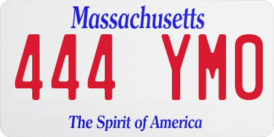 MA license plate 444YM0