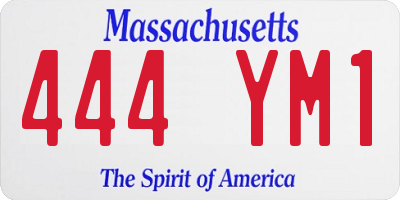MA license plate 444YM1