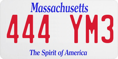 MA license plate 444YM3