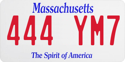 MA license plate 444YM7