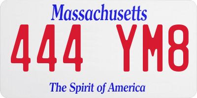 MA license plate 444YM8
