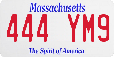 MA license plate 444YM9