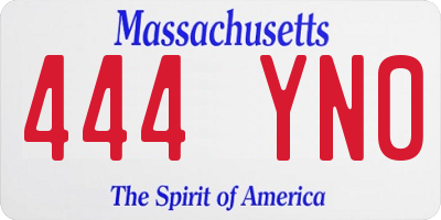 MA license plate 444YN0
