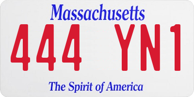 MA license plate 444YN1
