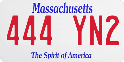 MA license plate 444YN2