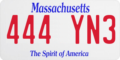 MA license plate 444YN3