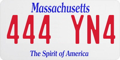 MA license plate 444YN4