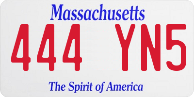 MA license plate 444YN5