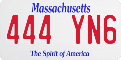 MA license plate 444YN6