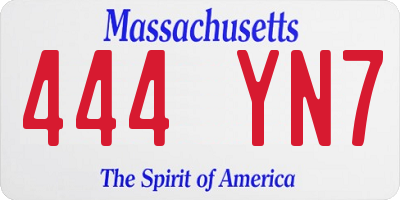 MA license plate 444YN7
