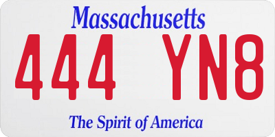 MA license plate 444YN8