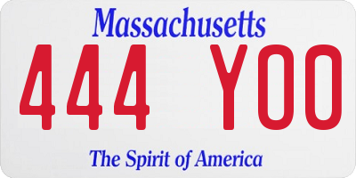 MA license plate 444YO0
