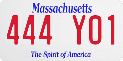 MA license plate 444YO1