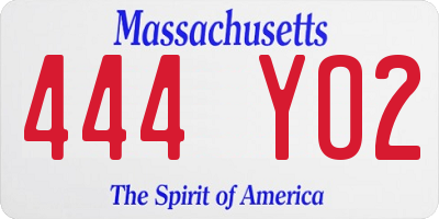 MA license plate 444YO2