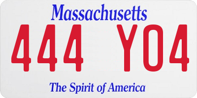 MA license plate 444YO4