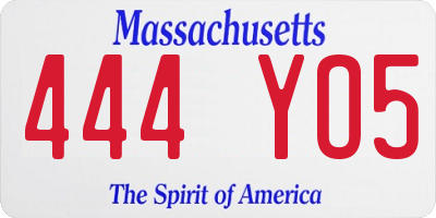 MA license plate 444YO5