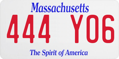 MA license plate 444YO6