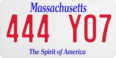 MA license plate 444YO7