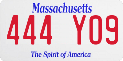 MA license plate 444YO9