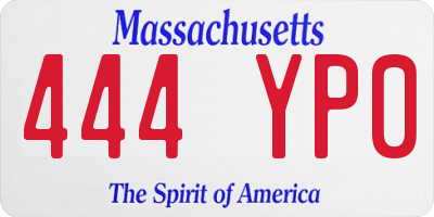 MA license plate 444YP0