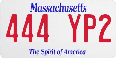MA license plate 444YP2
