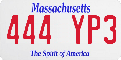 MA license plate 444YP3