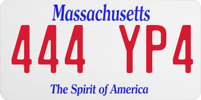 MA license plate 444YP4
