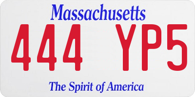 MA license plate 444YP5