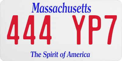 MA license plate 444YP7