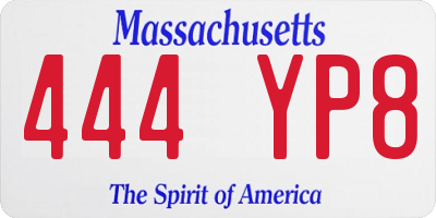 MA license plate 444YP8