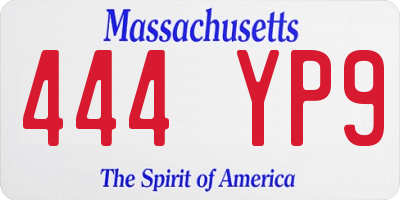MA license plate 444YP9
