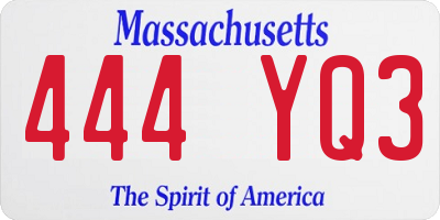 MA license plate 444YQ3