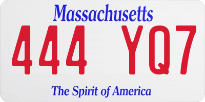 MA license plate 444YQ7