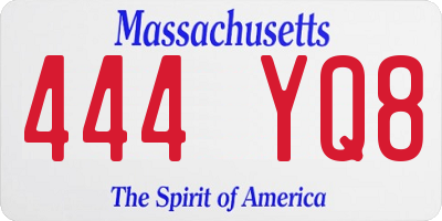 MA license plate 444YQ8