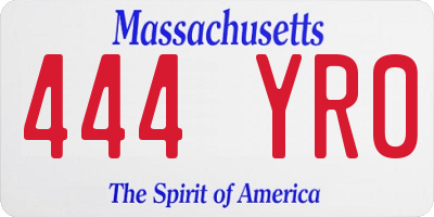 MA license plate 444YR0