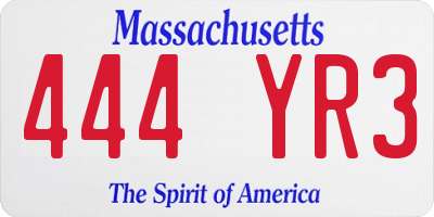 MA license plate 444YR3