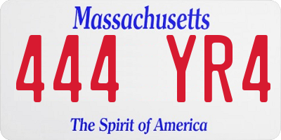 MA license plate 444YR4