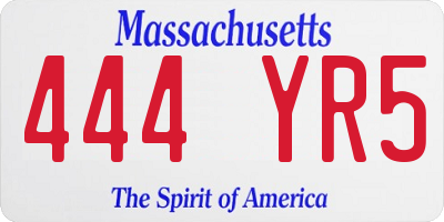 MA license plate 444YR5