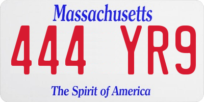 MA license plate 444YR9