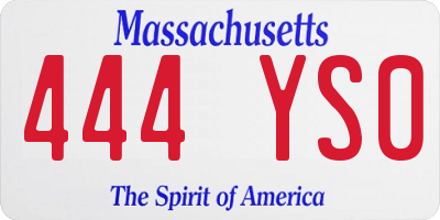 MA license plate 444YS0