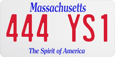 MA license plate 444YS1