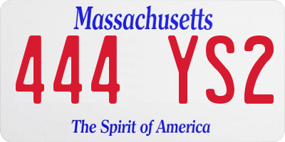 MA license plate 444YS2