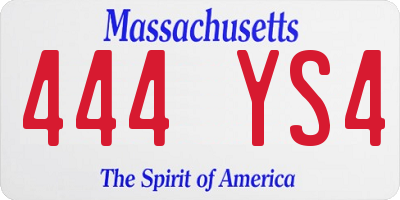 MA license plate 444YS4