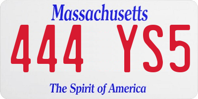 MA license plate 444YS5