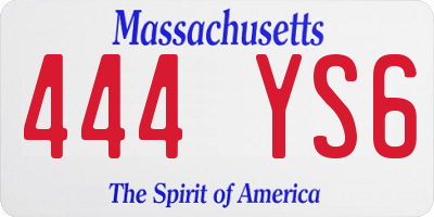 MA license plate 444YS6