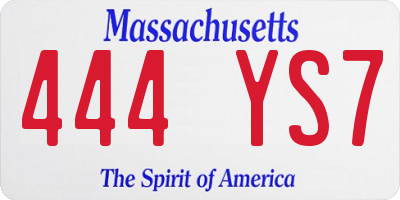 MA license plate 444YS7
