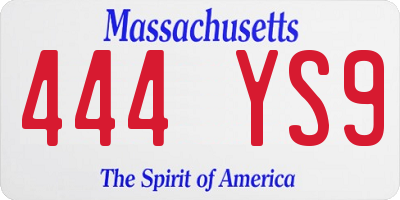 MA license plate 444YS9