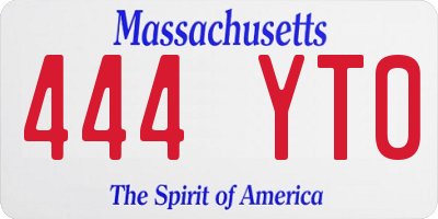 MA license plate 444YT0
