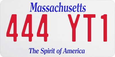 MA license plate 444YT1