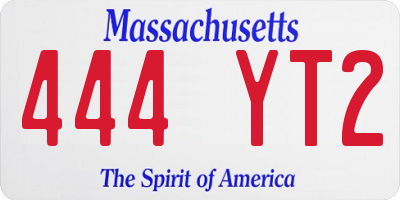 MA license plate 444YT2